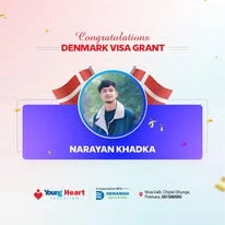 Young Heart congratulatory student visa post