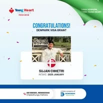 Young Heart congratulatory student visa post